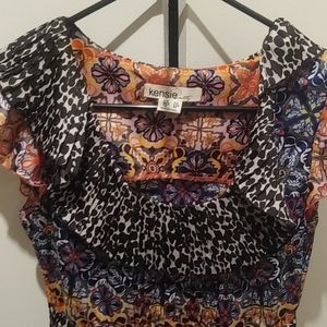 Kensie Sz xs side zip multi color dress